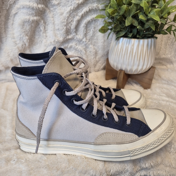 Converse Chuck 70 Court High Sneakers Beige/Navy Style# 171686C Men's Size 8 - Picture 8 of 13